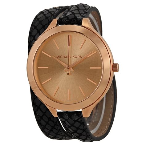 michael kors runway slim rose leather strap watch|michael kors oversized runway watch.